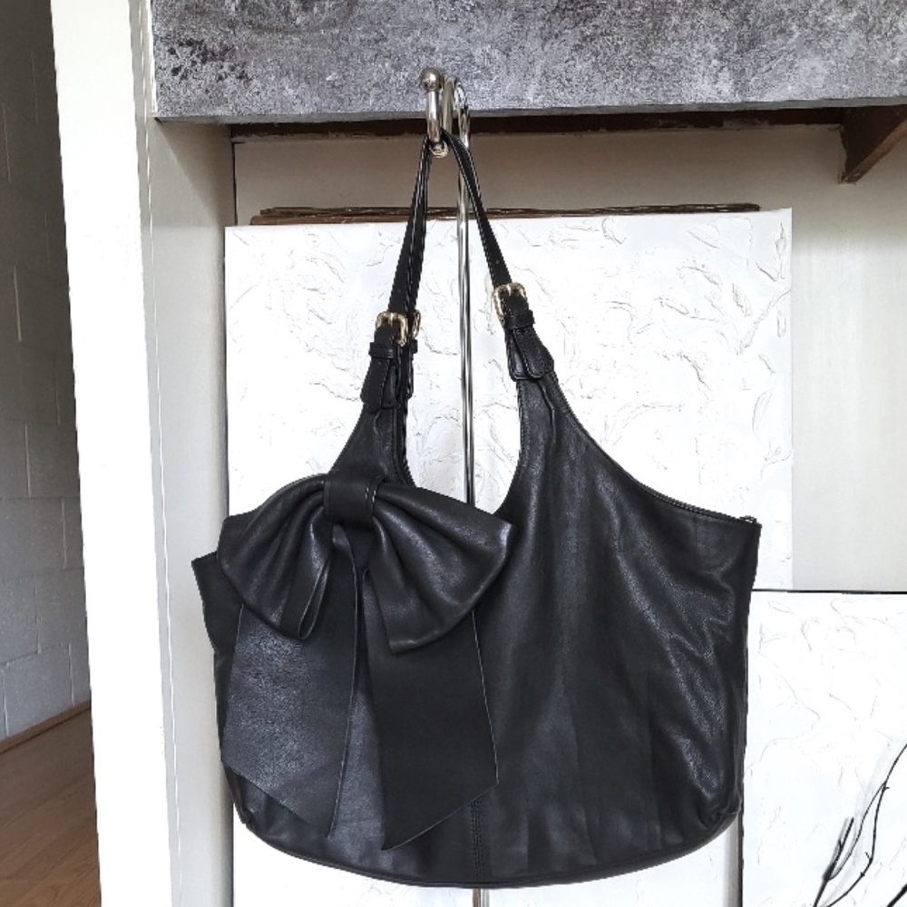 Red Valentino Black Leather Bow Bag w/ Dustbag